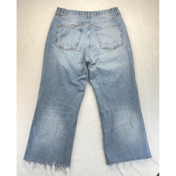 Zara Wide Leg Barrel Jeans Women's Cropped 12 Baggy Bohemian Coastle Raw Hem - Picture 10 of 14